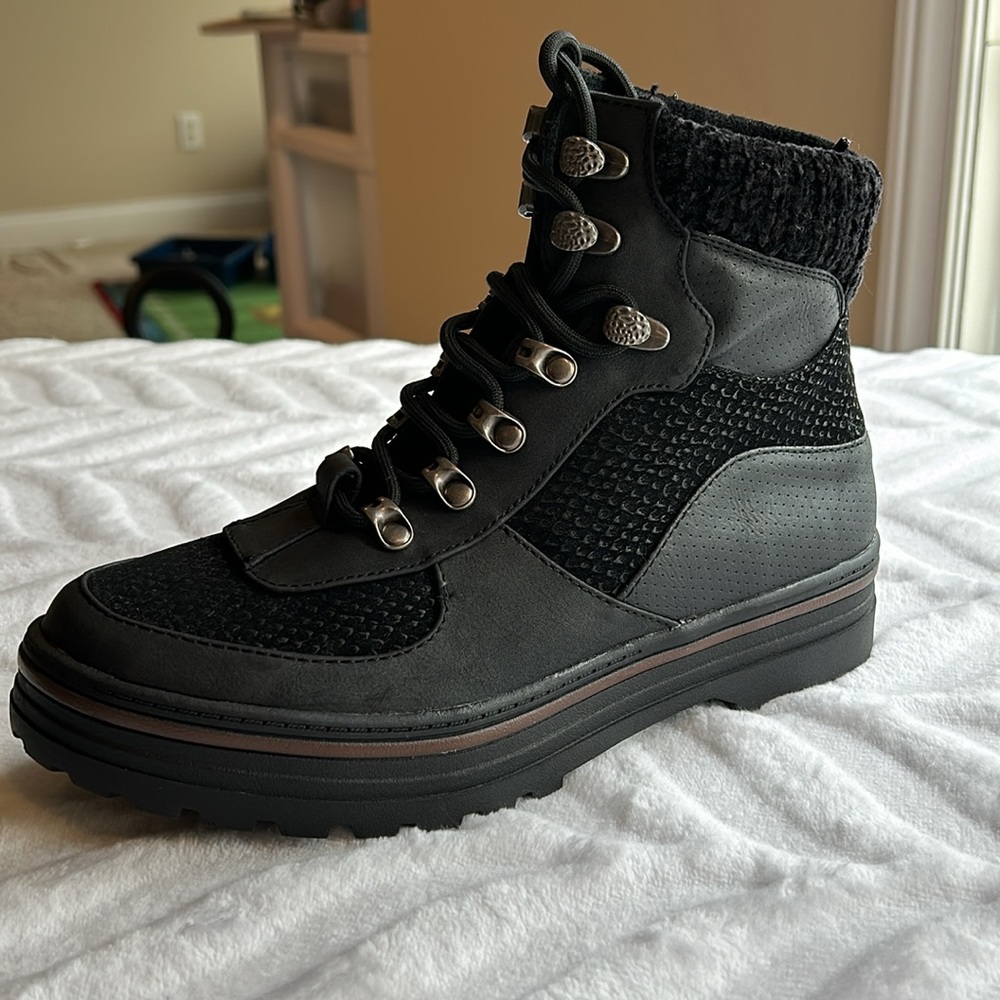 Blowfish Black Quilted Lace-Up Platform Ankle Boots